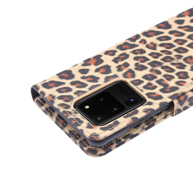 For Galaxy S20 Ultra Leopard Pattern Horizontal Flip Leather Case with Holder & Card Slots