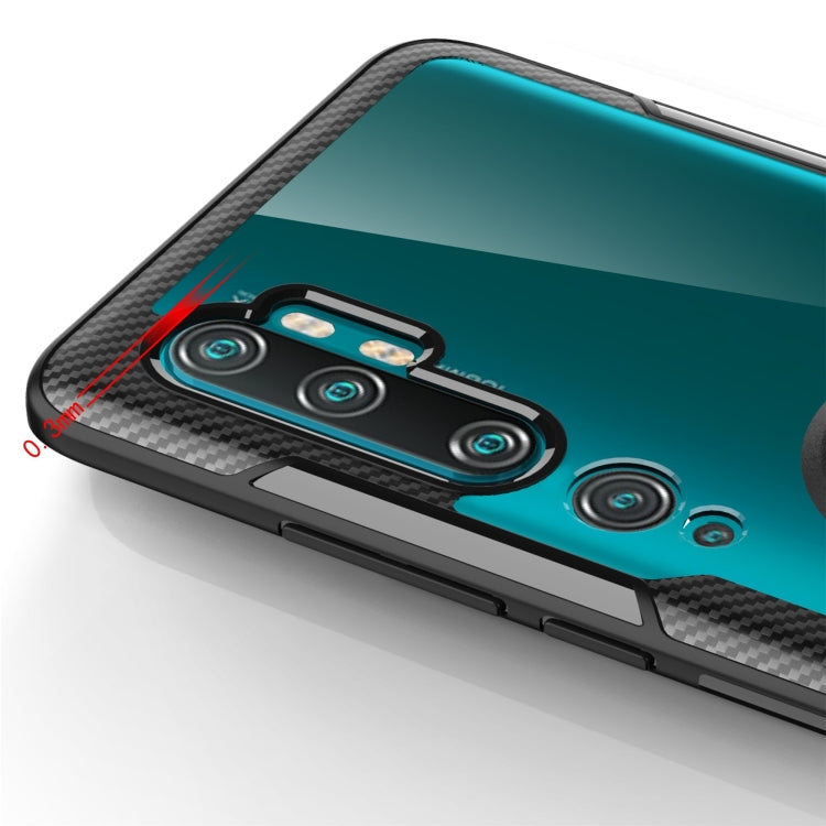 For Xiaomi CC9 Pro Shockproof Transparent TPU + Acrylic Protective Case with Ring Holder