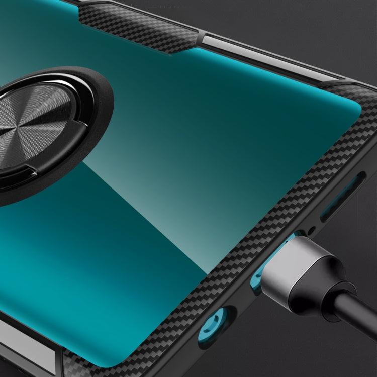 For Xiaomi CC9 Pro Shockproof Transparent TPU + Acrylic Protective Case with Ring Holder