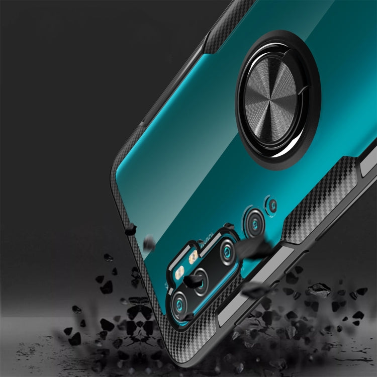 For Xiaomi CC9 Pro Shockproof Transparent TPU + Acrylic Protective Case with Ring Holder