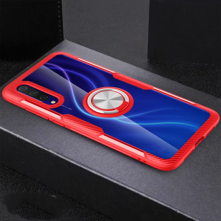 For Xiaomi CC9 Shockproof Transparent TPU + Acrylic Protective Case with Ring Holder