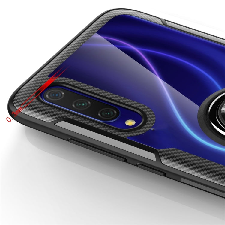 For Xiaomi CC9 Shockproof Transparent TPU + Acrylic Protective Case with Ring Holder