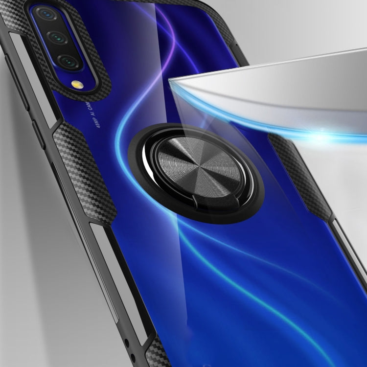 For Xiaomi CC9 Shockproof Transparent TPU + Acrylic Protective Case with Ring Holder