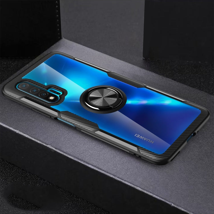 For Huawei Nova 6 Shockproof Transparent TPU + Acrylic Protective Case with Ring Holder