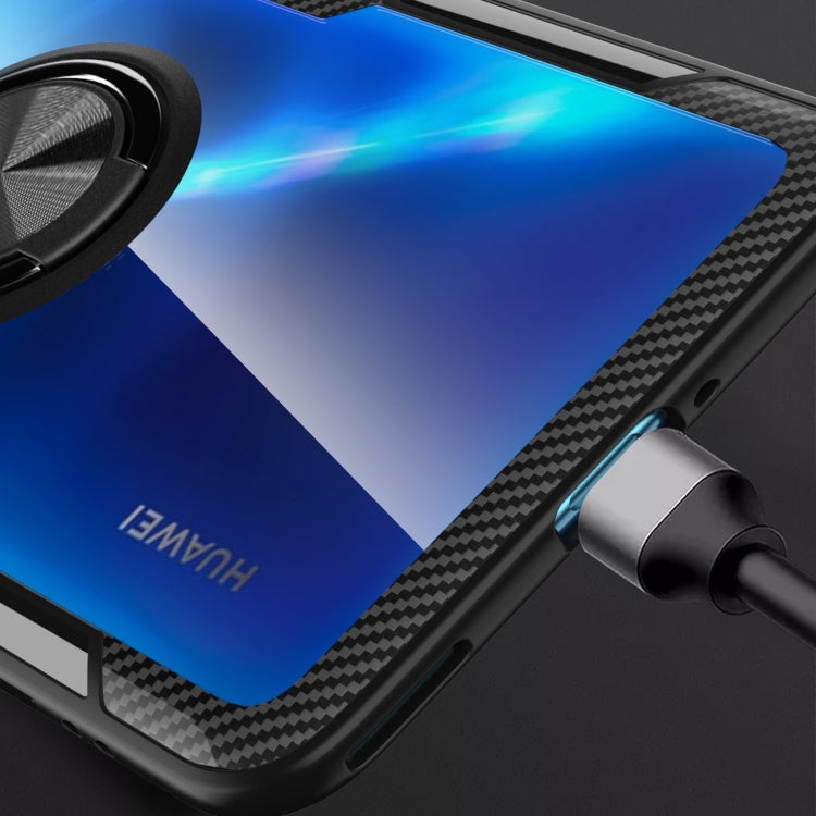 For Huawei Nova 6 Shockproof Transparent TPU + Acrylic Protective Case with Ring Holder