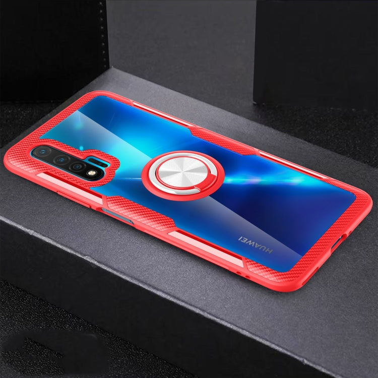 For Huawei Nova 6 Shockproof Transparent TPU + Acrylic Protective Case with Ring Holder