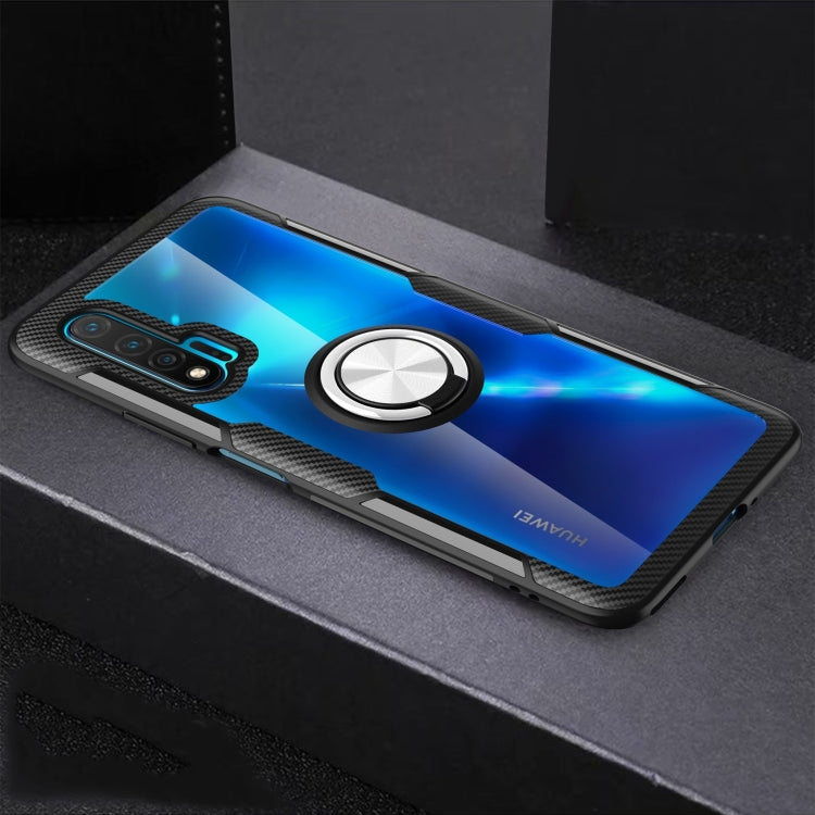 For Huawei Nova 6 Shockproof Transparent TPU + Acrylic Protective Case with Ring Holder