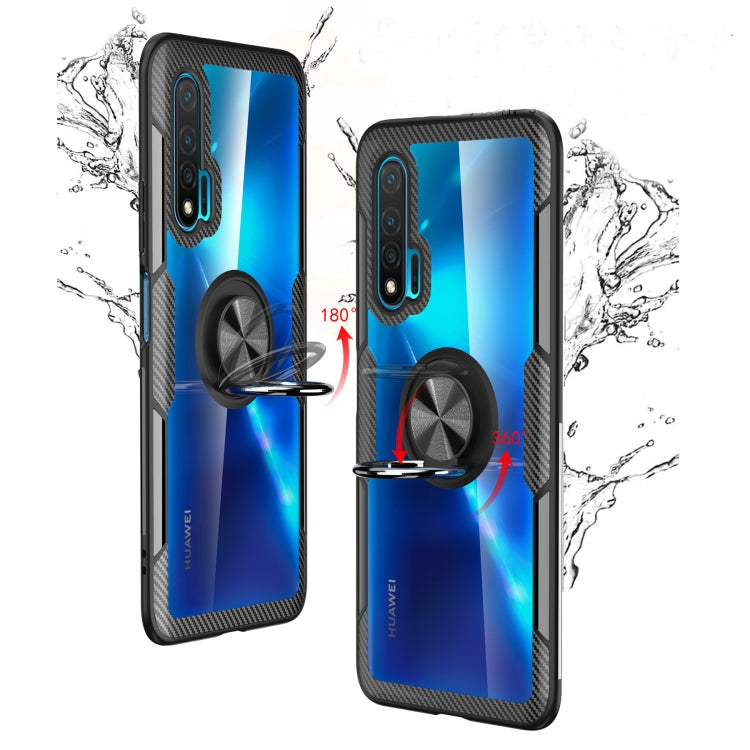 For Huawei Nova 6 Shockproof Transparent TPU + Acrylic Protective Case with Ring Holder