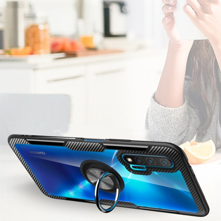 For Huawei Nova 6 Shockproof Transparent TPU + Acrylic Protective Case with Ring Holder