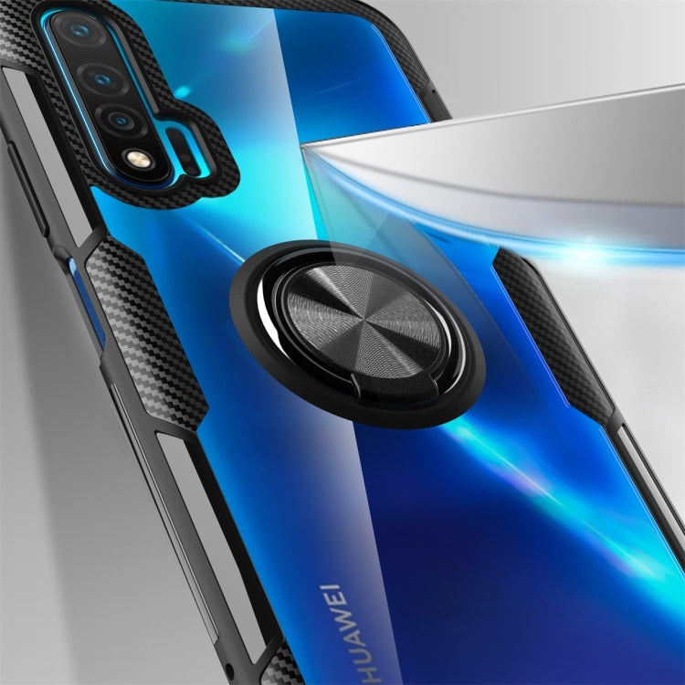 For Huawei Nova 6 Shockproof Transparent TPU + Acrylic Protective Case with Ring Holder