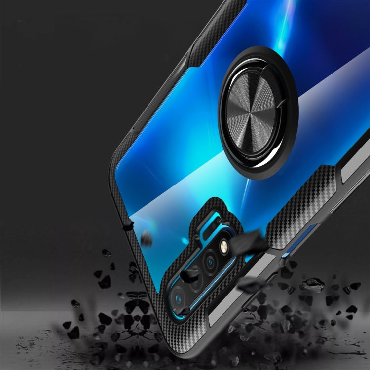 For Huawei Nova 6 Shockproof Transparent TPU + Acrylic Protective Case with Ring Holder
