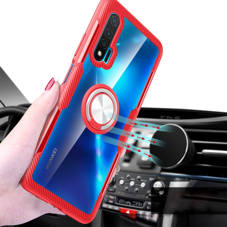 For Huawei Nova 6 Shockproof Transparent TPU + Acrylic Protective Case with Ring Holder
