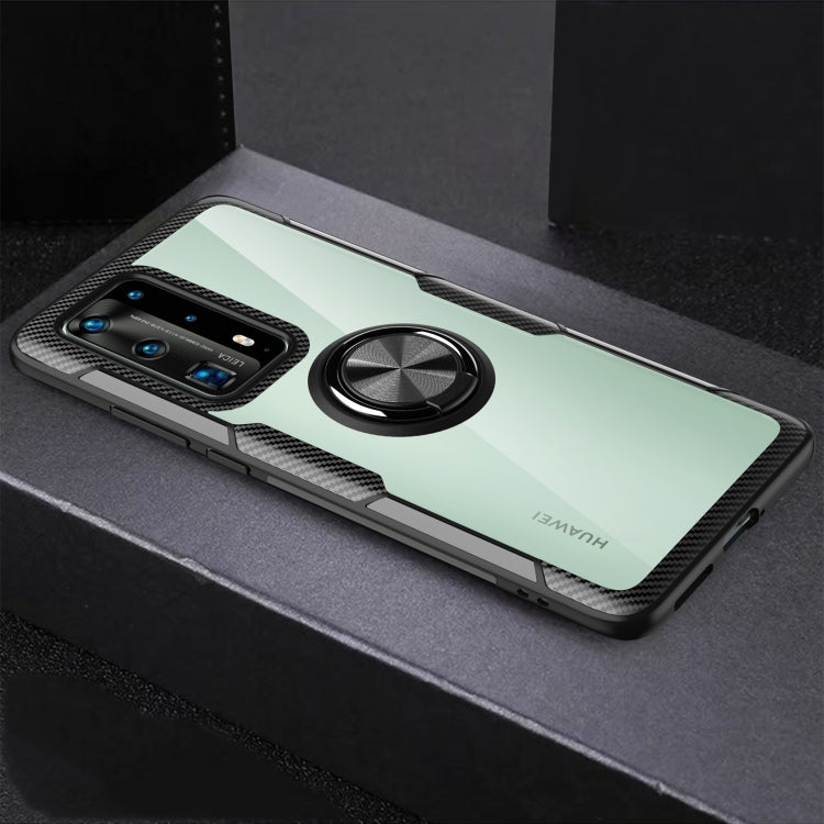 For Huawei P40 Pro Shockproof Transparent TPU + Acrylic Protective Case with Ring Holder