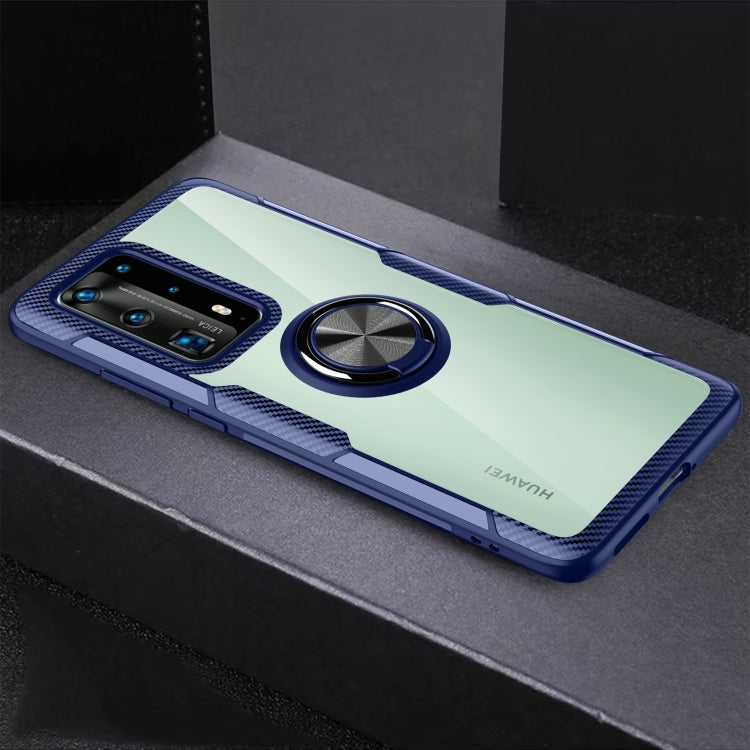 For Huawei P40 Pro Shockproof Transparent TPU + Acrylic Protective Case with Ring Holder