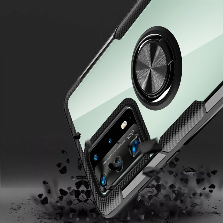 For Huawei P40 Pro Shockproof Transparent TPU + Acrylic Protective Case with Ring Holder