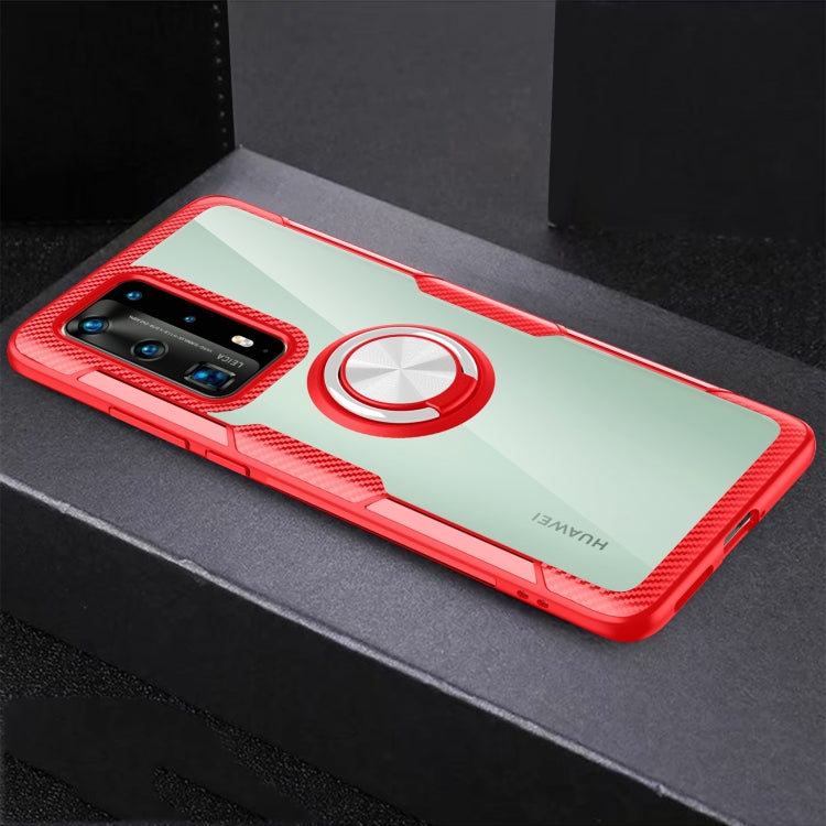 For Huawei P40 Pro Shockproof Transparent TPU + Acrylic Protective Case with Ring Holder