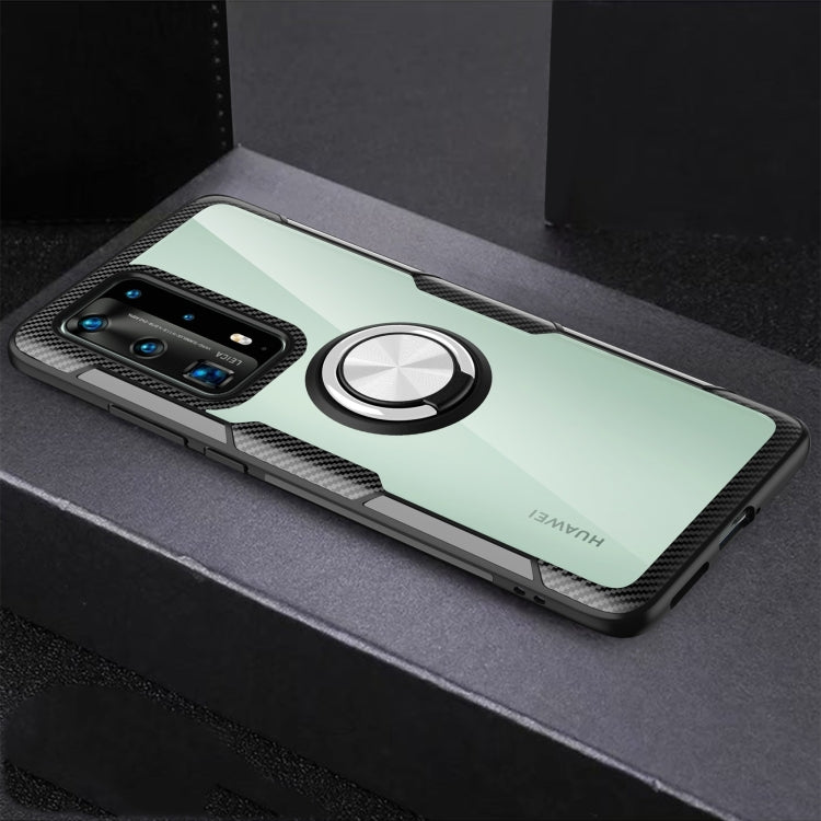 For Huawei P40 Pro Shockproof Transparent TPU + Acrylic Protective Case with Ring Holder