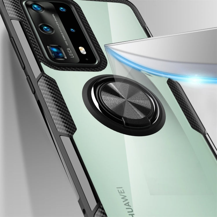 For Huawei P40 Pro Shockproof Transparent TPU + Acrylic Protective Case with Ring Holder