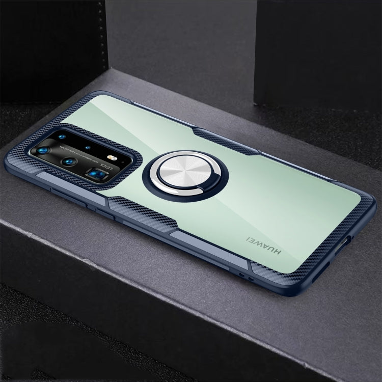 For Huawei P40 Pro Shockproof Transparent TPU + Acrylic Protective Case with Ring Holder