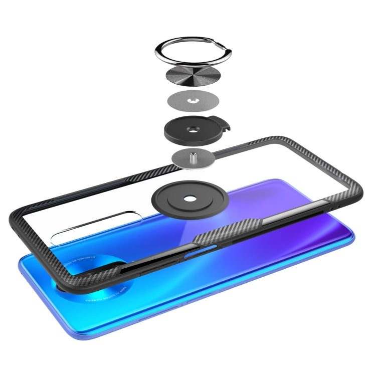 For Xiaomi Redmi K30 Shockproof Transparent TPU + Acrylic Protective Case with Ring Holder