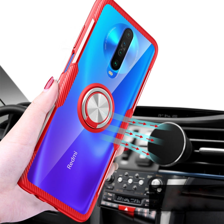 For Xiaomi Redmi K30 Shockproof Transparent TPU + Acrylic Protective Case with Ring Holder