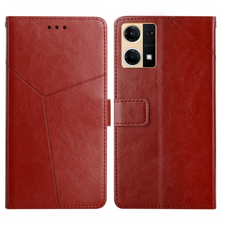 For OPPO Reno7 4G Y Stitching Horizontal Flip Leather Phone Case