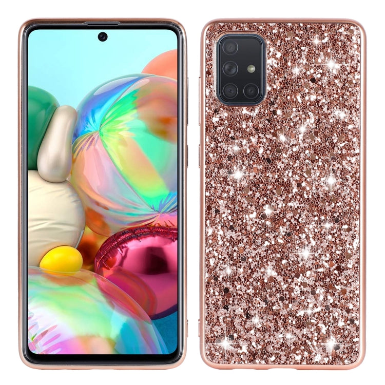 For Galaxy A51 Plating Glittery Powder Shockproof TPU Protective Case