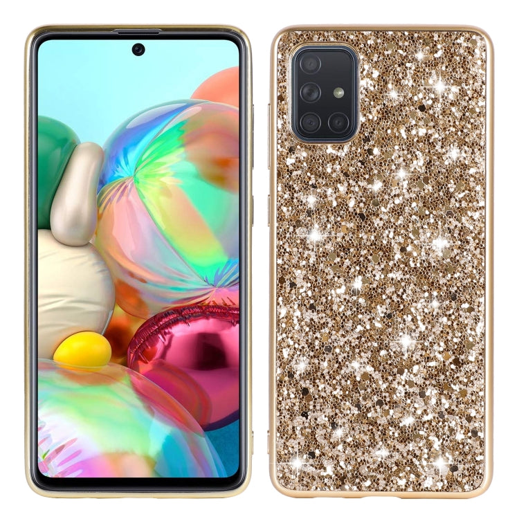 For Galaxy A51 Plating Glittery Powder Shockproof TPU Protective Case