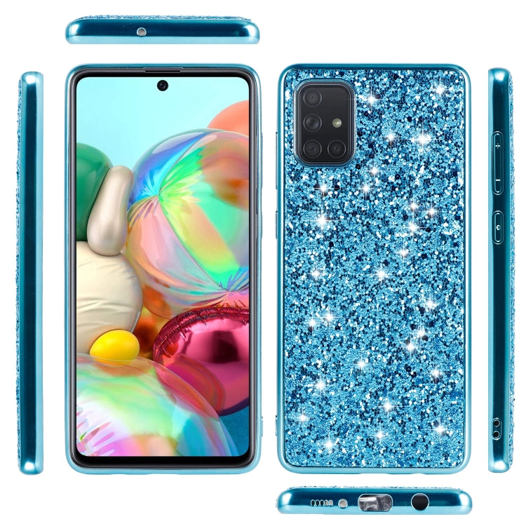 For Galaxy A51 Plating Glittery Powder Shockproof TPU Protective Case
