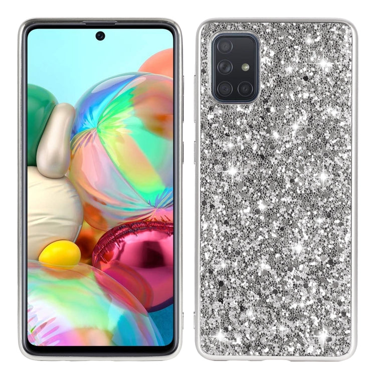 For Galaxy A51 Plating Glittery Powder Shockproof TPU Protective Case