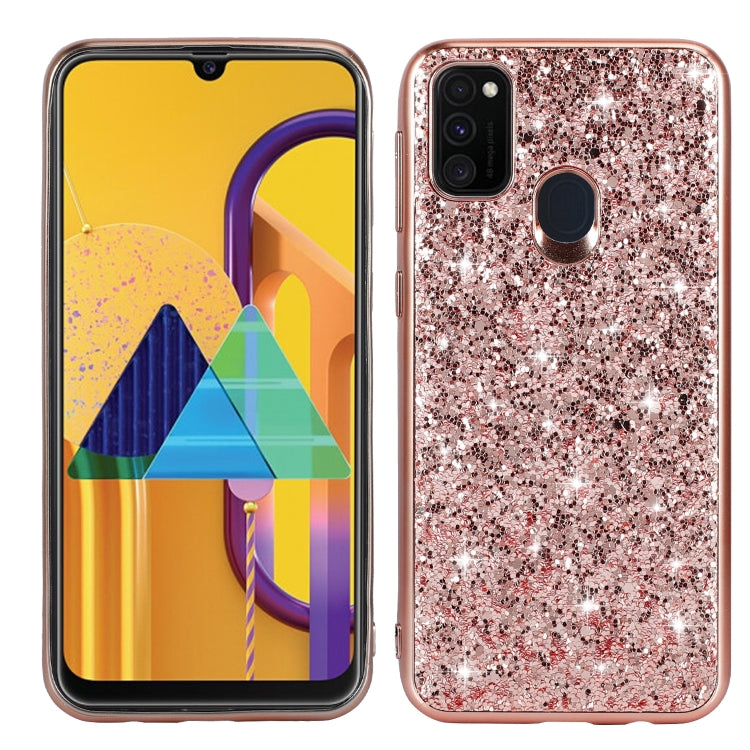 For Galaxy M30s Plating Glittery Powder Shockproof TPU Protective Case