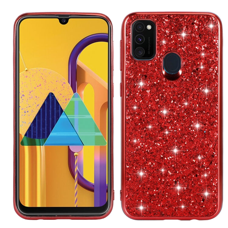 For Galaxy M30s Plating Glittery Powder Shockproof TPU Protective Case