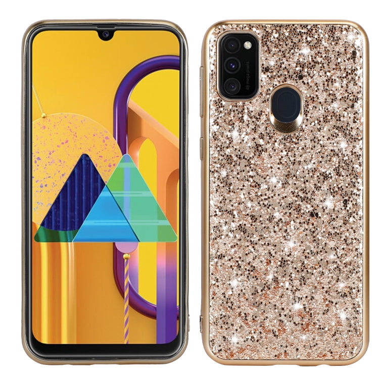 For Galaxy M30s Plating Glittery Powder Shockproof TPU Protective Case