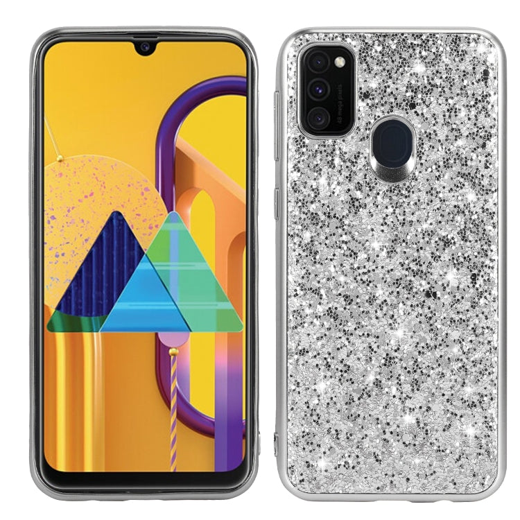 For Galaxy M30s Plating Glittery Powder Shockproof TPU Protective Case