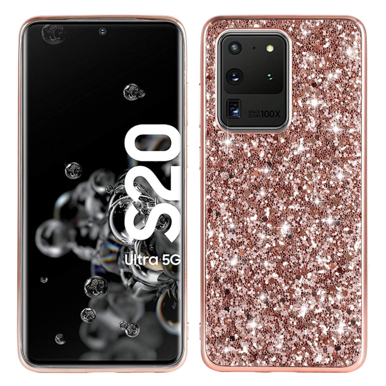 For Galaxy S20 Ultra Plating Glittery Powder Shockproof TPU Protective Case