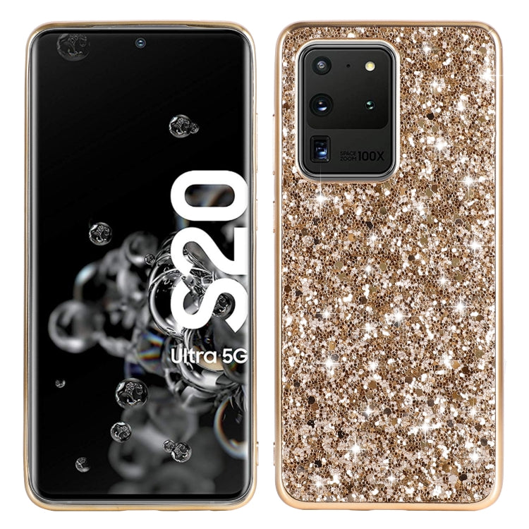 For Galaxy S20 Ultra Plating Glittery Powder Shockproof TPU Protective Case
