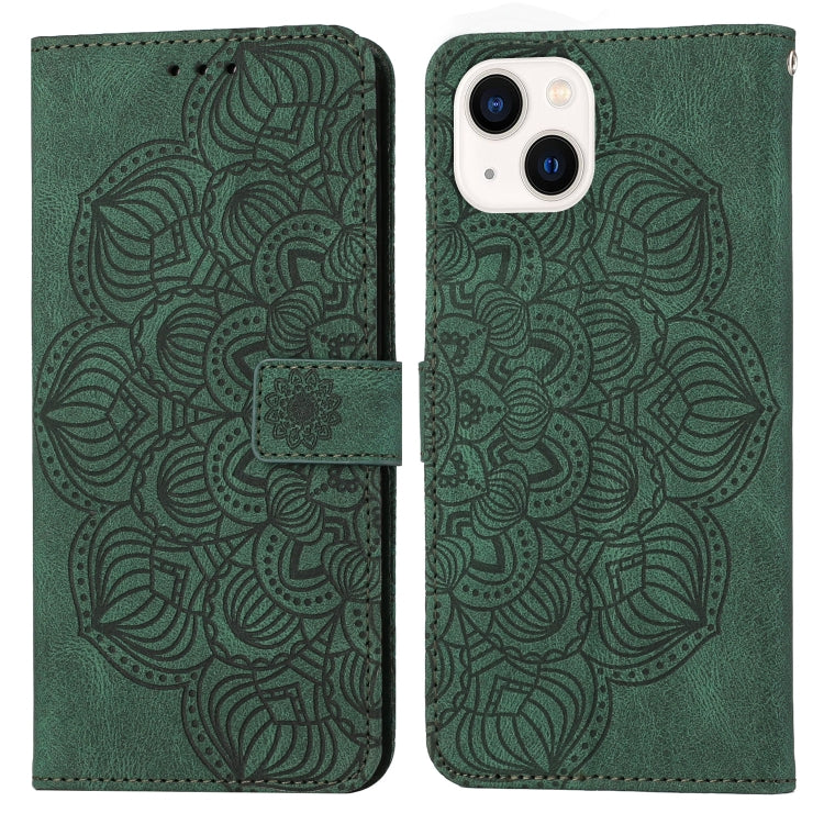 For iPhone 13 mini Mandala Embossed Flip Leather Phone Case