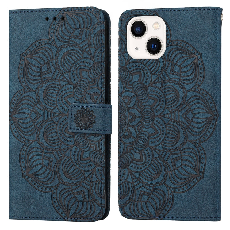 For iPhone 13 mini Mandala Embossed Flip Leather Phone Case