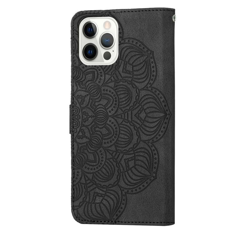For iPhone 12 Pro Max Mandala Embossed Flip Leather Phone Case