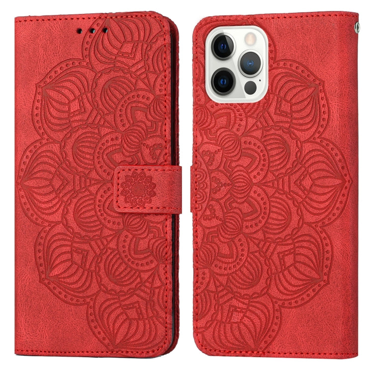 For iPhone 12 Pro Max Mandala Embossed Flip Leather Phone Case