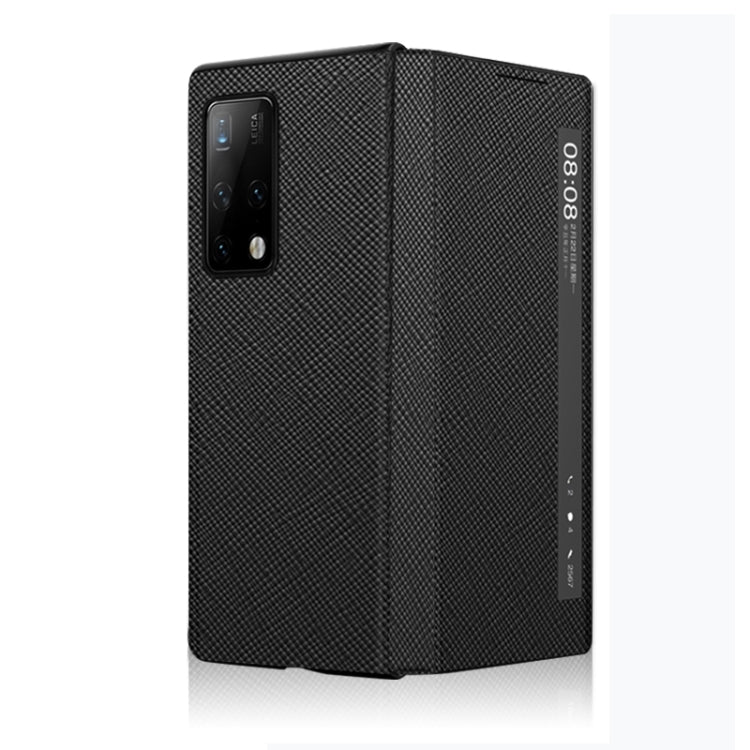 For Huawei Mate X2 Cross Texture Horizontal Flip Leather Phone Case with Smart Touch Call Display ID