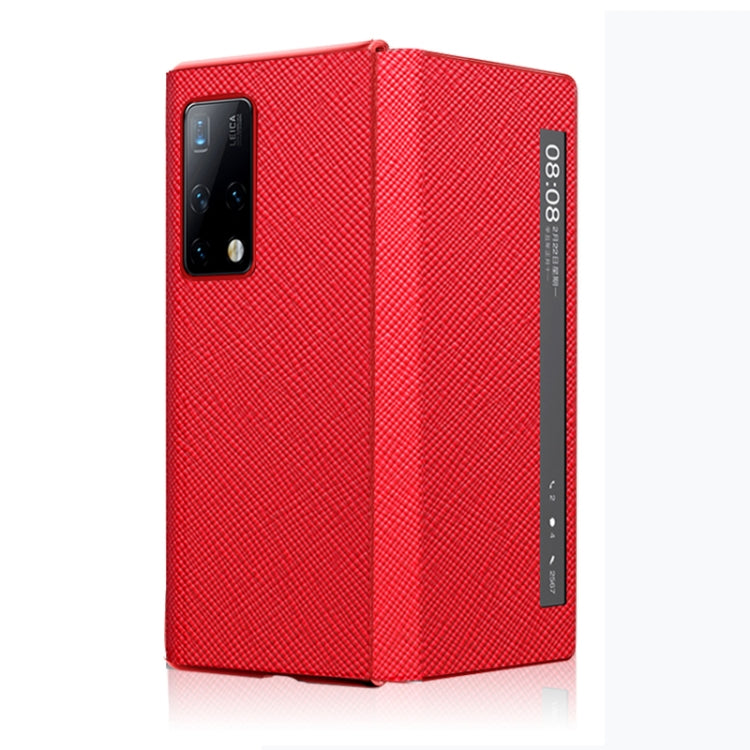For Huawei Mate X2 Cross Texture Horizontal Flip Leather Phone Case with Smart Touch Call Display ID