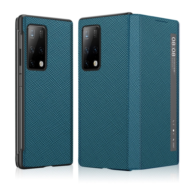 For Huawei Mate X2 Cross Texture Horizontal Flip Leather Phone Case with Smart Touch Call Display ID
