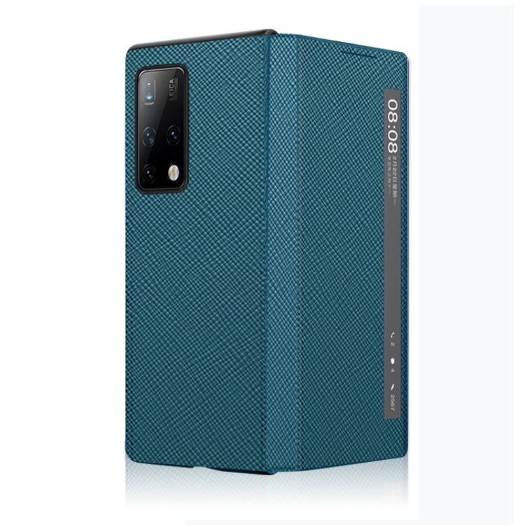 For Huawei Mate X2 Cross Texture Horizontal Flip Leather Phone Case with Smart Touch Call Display ID