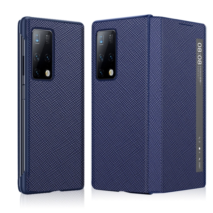 For Huawei Mate X2 Cross Texture Horizontal Flip Leather Phone Case with Smart Touch Call Display ID