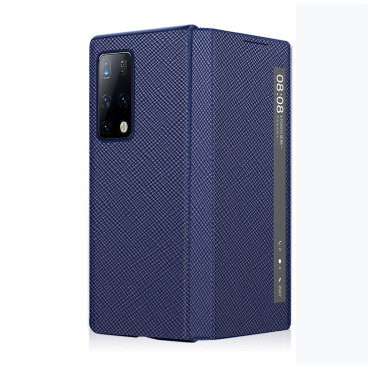 For Huawei Mate X2 Cross Texture Horizontal Flip Leather Phone Case with Smart Touch Call Display ID