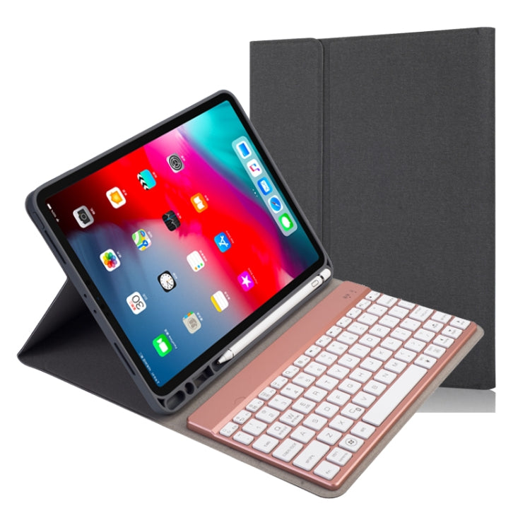 RK11A Backlight TPU Multi Color Light Bluetooth Keyboard Horizontal Flip Leather Tablet Case for iPad Pro 11 2020 / 2018 with Holder & Pen Slot