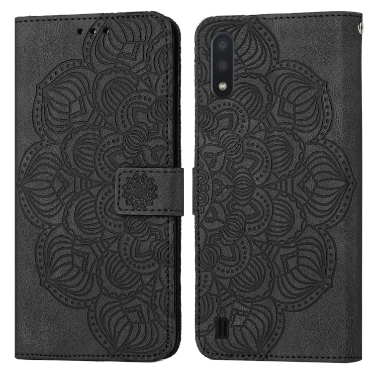 For Samsung Galaxy A01 Mandala Embossed Flip Leather Phone Case