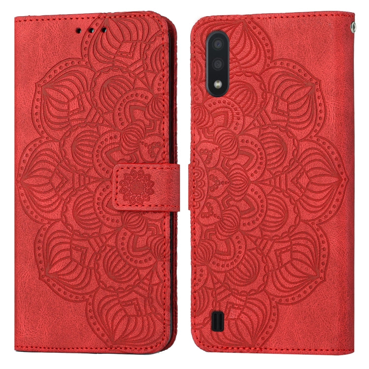 For Samsung Galaxy A01 Mandala Embossed Flip Leather Phone Case