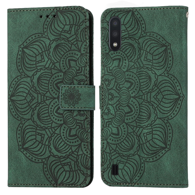 For Samsung Galaxy A01 Mandala Embossed Flip Leather Phone Case
